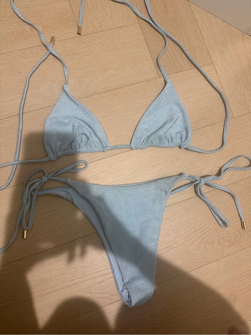 Monday Swimwear Light Blue Shimmer Tie-Side Bikini